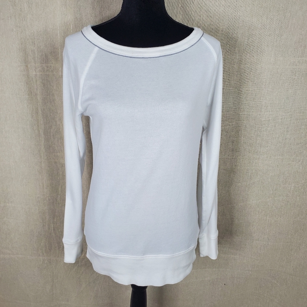 ◇ Gap Body Boatneck Drop Sleeve White Relaxed Fit Sweatshirt Size Small